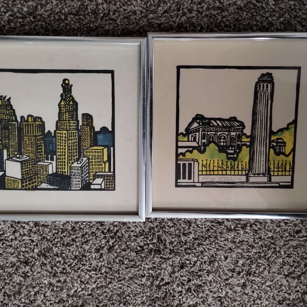 Vintage Artwork By Artist Barry Biddle " Set Of 2"  "#23 Of #30